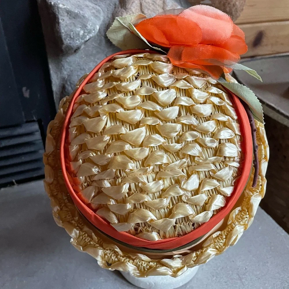 1950s Created by Marilyn Floral‎ Straw Hat - Picture 4 of 6